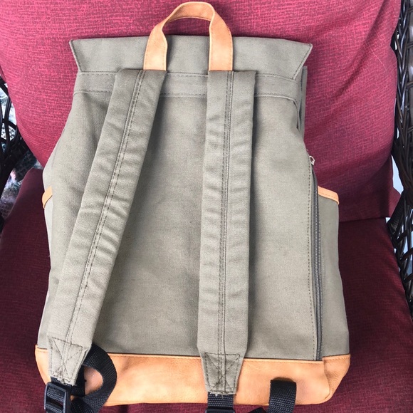 NWOT BACKPACK DESIGNER SHOE WAREHOUSE GREEN &BEIGE - Picture 2 of 6